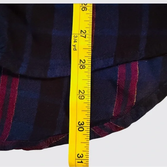 Harley-Davidson Lurex Plaid Flannel Shirt Blue/Red Roses Size Large EUC - Picture 12 of 15